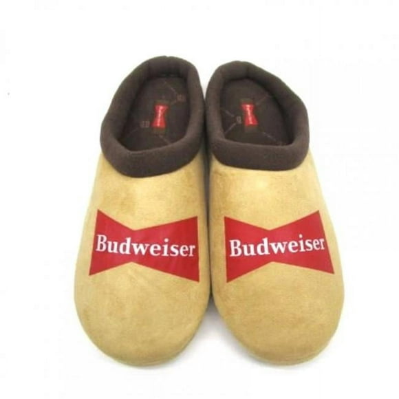 Budweiser 818291-small-medium Budweiser Brand Logo Comfy Slippers with Outdoor Soles&#44; Brown - Small & Medium