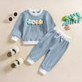 thumbnail image 2 of NIEWTR Baby Girls' and Toddler Long Sleeve Top and Pants Snug Fit Cotton 2 Piece Pajama Set Pajamas & Dailywear Set Long sleeve Pjs(Blue,12-18 Months), 2 of 9
