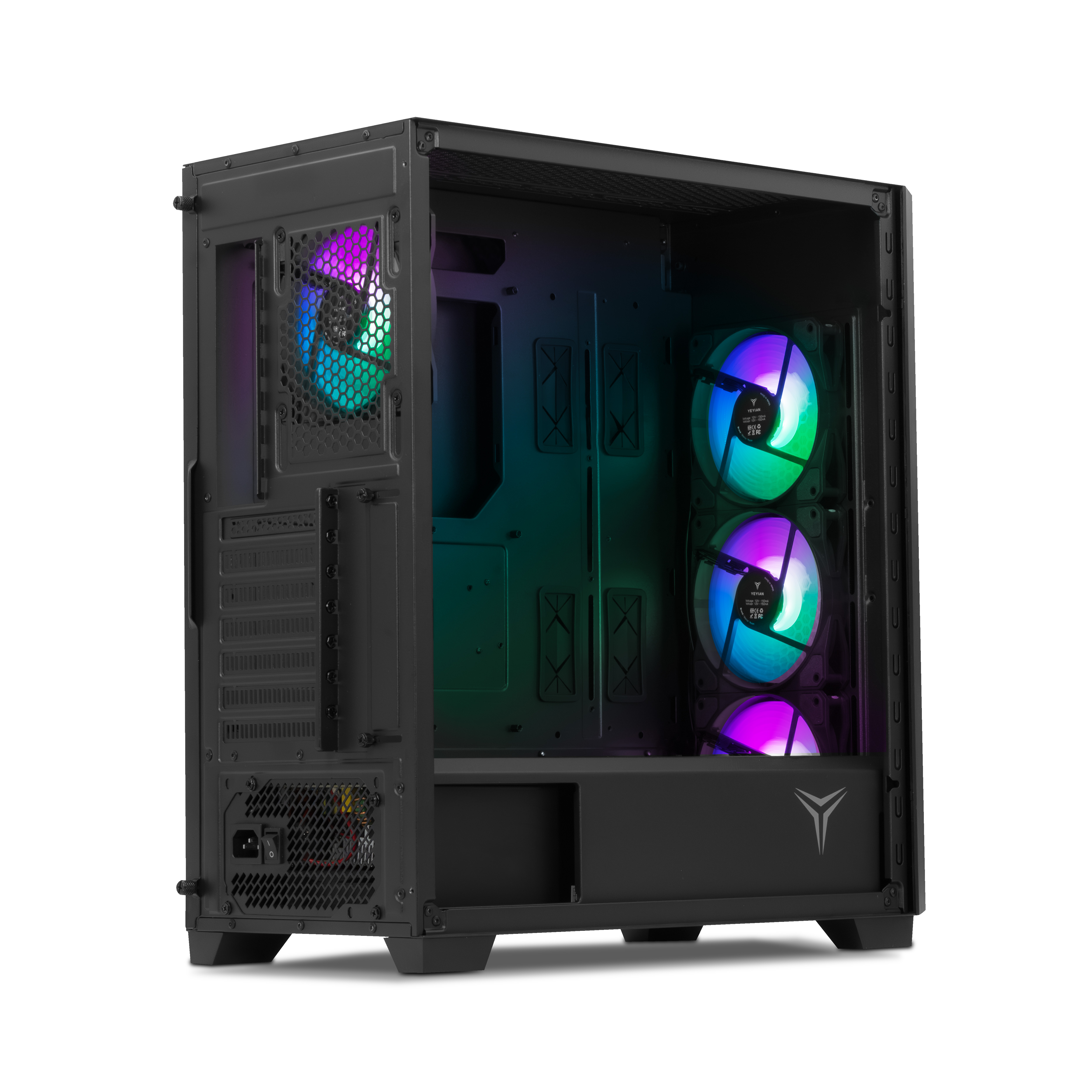 Yeyian Phoenix ATX Mid‑Tower PC Case – 4 ARGB Fans Included, Tempered Glass Side Panel, High‑Airflow Steel Chassis – Model YCM‑APPHO‑01FA