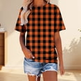 thumbnail image 2 of MEICHEN Women's Fashion Casual Plaid Print Round Neck Short Sleeve T Shirt Summer Trendy Clothing for Women, 2 of 4