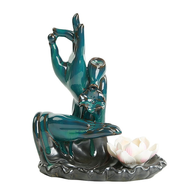 Transemion 1/2/3 Self-Care Routine Home Ceramic Backflow Incense Cone Holder Burner Lines Are Simple Ceramics Green Bergamot Lotus 1 Pc