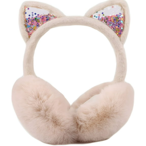 TELOLY Fluffy Ear Muff for Women Plush Foldable Earmuffs Kids Winter Earmuffs Girls Boys Cold Weather Ear Warmer