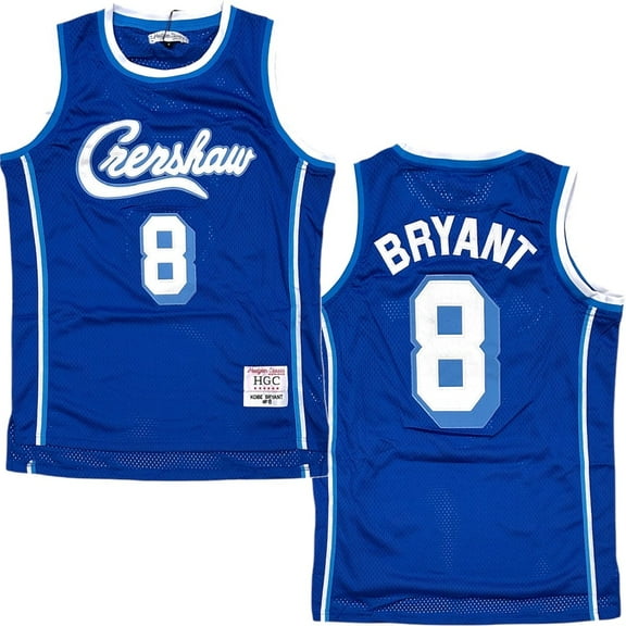 Kobe Bryant #8 X Nipsey Hustle Crenshaw Headgear Classics Basketball Jersey (Small, Blue)