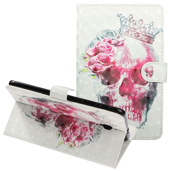 Allytech Galaxy Tab A 8.0 Case T380/T385 2017 Released, PU Leather Slim Folio Kickstand Smart Shell Auto Sleep Wake Protective Cards Pocket Wallet Case for Samsung Galaxy Tab A 8.0, Crown Skull
