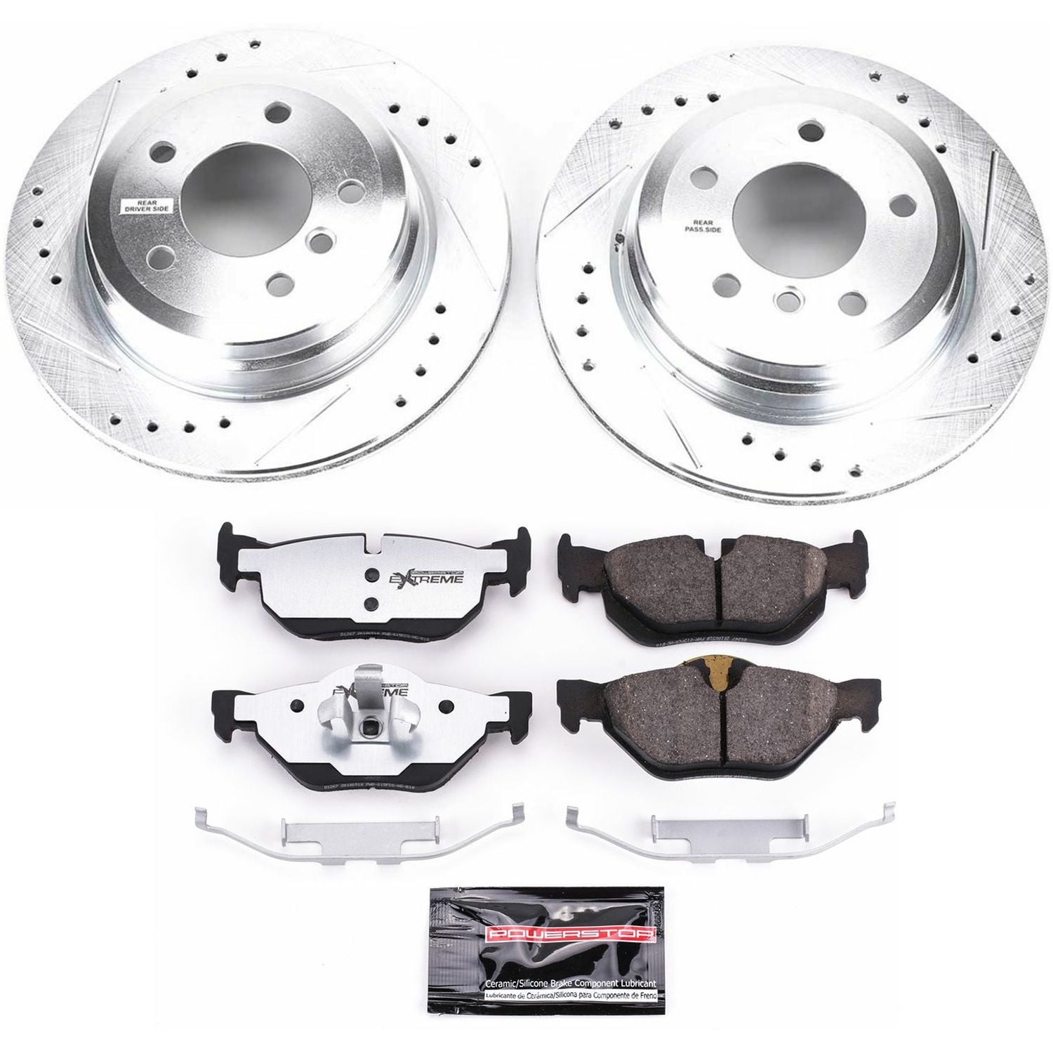 PowerStop Rear Z26 Street Warrior Carbon-Fiber Ceramic Brake Pad and Drilled and Slotted Rotor Kit Fits: BMW Select Models K7008-26