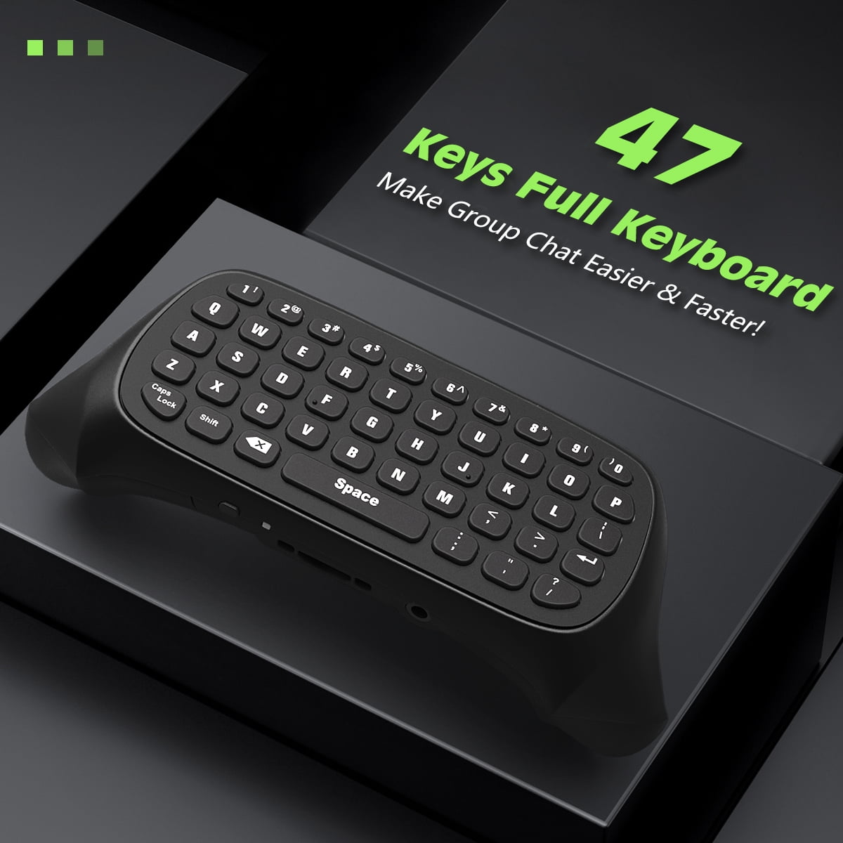 TiMOVO Wireless Keyboard Compatible with Xbox One / Elite, Xbox Series X/S  Controller with Headset Audio Jack, 2.4G Receiver Included, Black
