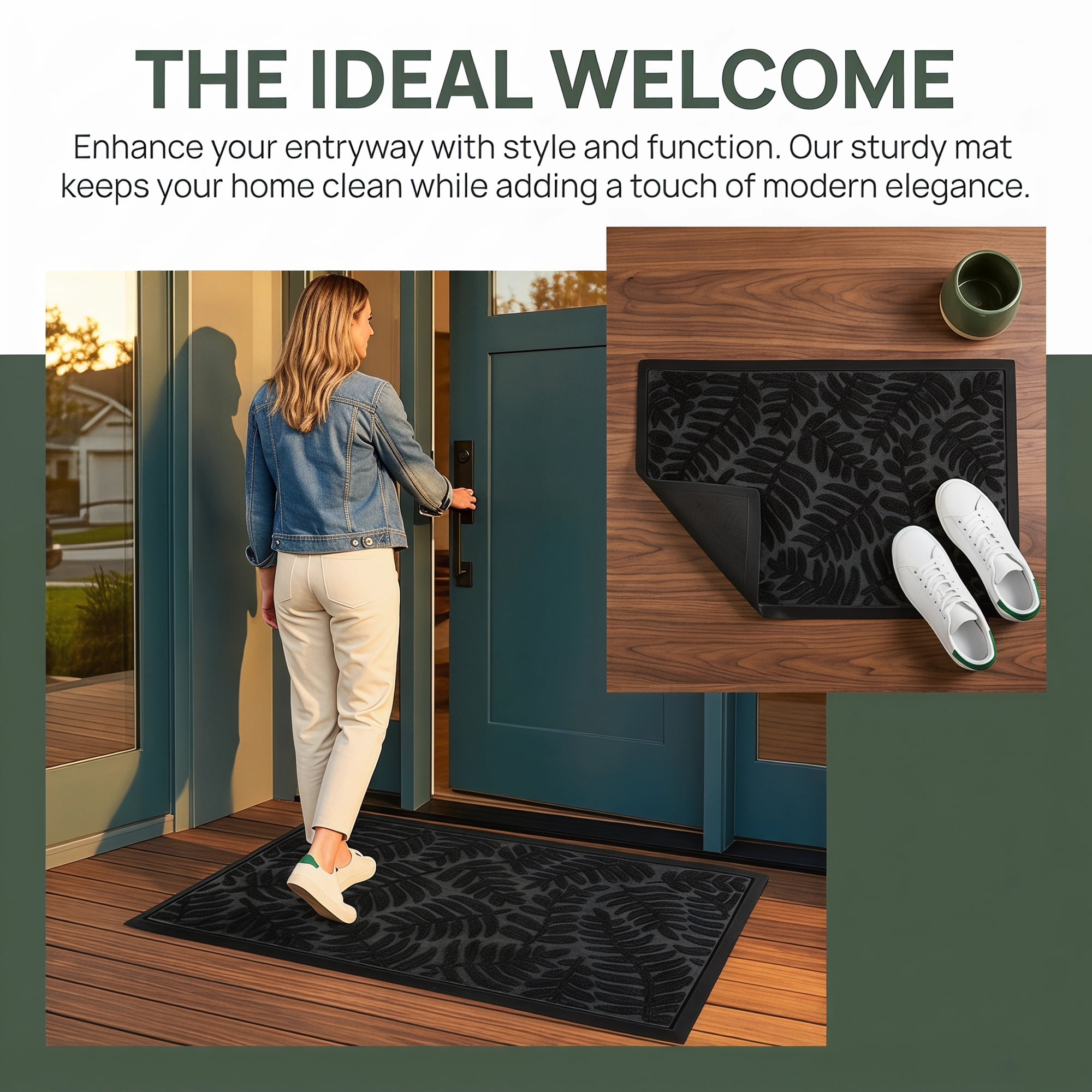 Unique Bargains Low-Profile Doormat Waterproof Non-Slip Geometric Scraper Gray 30" x 18"