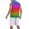 thumbnail image 2 of Naloa Rainbow Glitter Basketball Jersey Reversible Men's Mesh Athletic Sports Shirts Training Practice S-4XLMedium, 2 of 6