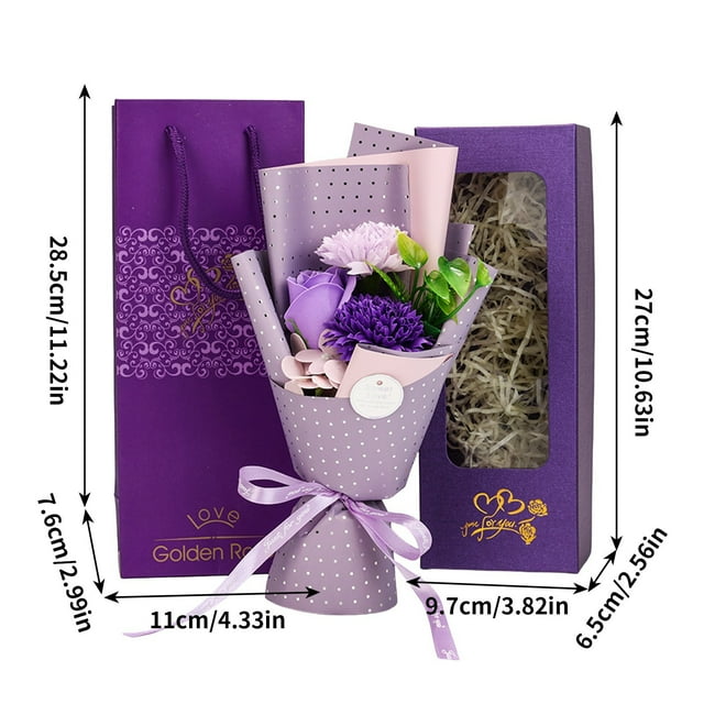 Cheapark Artificial Carnation & Rose Soap Flower Bouquet - Gift Boxed Gift Valentines Day Present, Ideal for Holiday Activities & R omantic