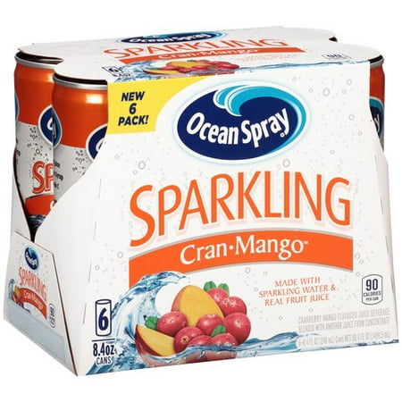(4 Pack) Ocean Spray Sparkling Juice Can, Cran-Mango, 8.4 Fl Oz, 6 (Best Fruit Juice For Low Carb Diet)