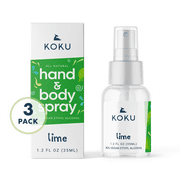 KOKU Citrus Hand & Body Spray | Lime Scent | Three 1.2-Ounce Travel-Size Spray Bottles