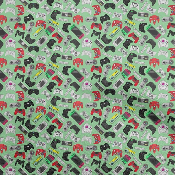 oneOone Cotton Flex Mint Green Fabric Video Game Sewing Craft Projects Fabric Prints By Yard 40 Inch Wide