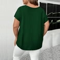 thumbnail image 3 of MORTTIC Women's Plus Size V-Neck Short Sleeve Casual T-Shirt with Criss Cross Strap Detail for Summer Dark Green，5XL, 3 of 4