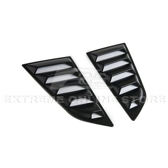 Replacement For 2014-2019 Chevrolet Corvette Coupe Models | EOS Track Performance ABS Plastic Primer Black Rear Side Window Louver Sun Shade Cover Pair LOUVER-352-ABS