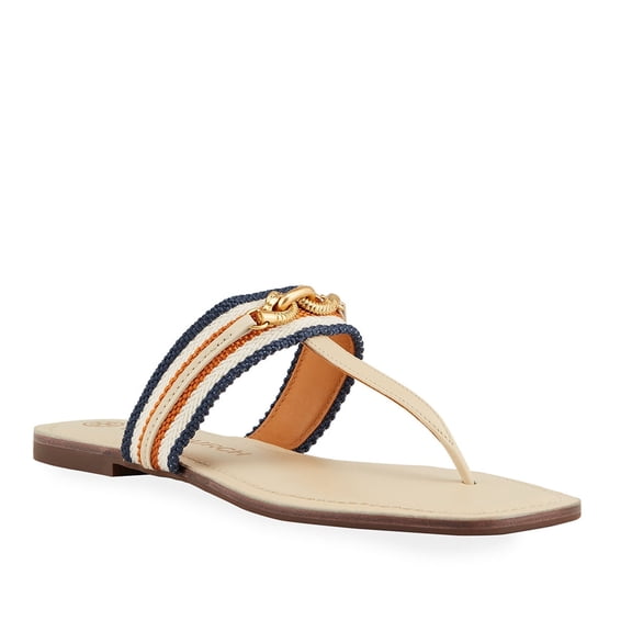 Tory Burch Women’s Jessa Thong Sandal (Dulce De Leche / Tan Multi)