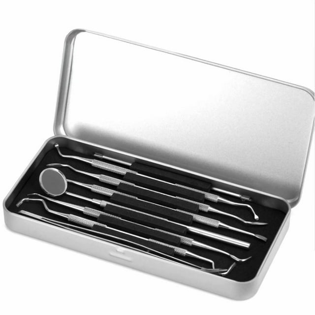 Dental Tools, 7 Pack Stainless Steel Teeth Cleaning Tools Dental Scraper Tooth Hygiene Set with Case