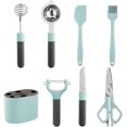 thumbnail image 1 of 2 Pcs Silicone Utensil Set - 8 Pack Stainless Steel Kitchen Tools for Cooking | Kitchen Stuff Set with Utensil Holder Non-Stick and Heat Resistant, Dishwasher Safe, Easy to Clean, 1 of 8