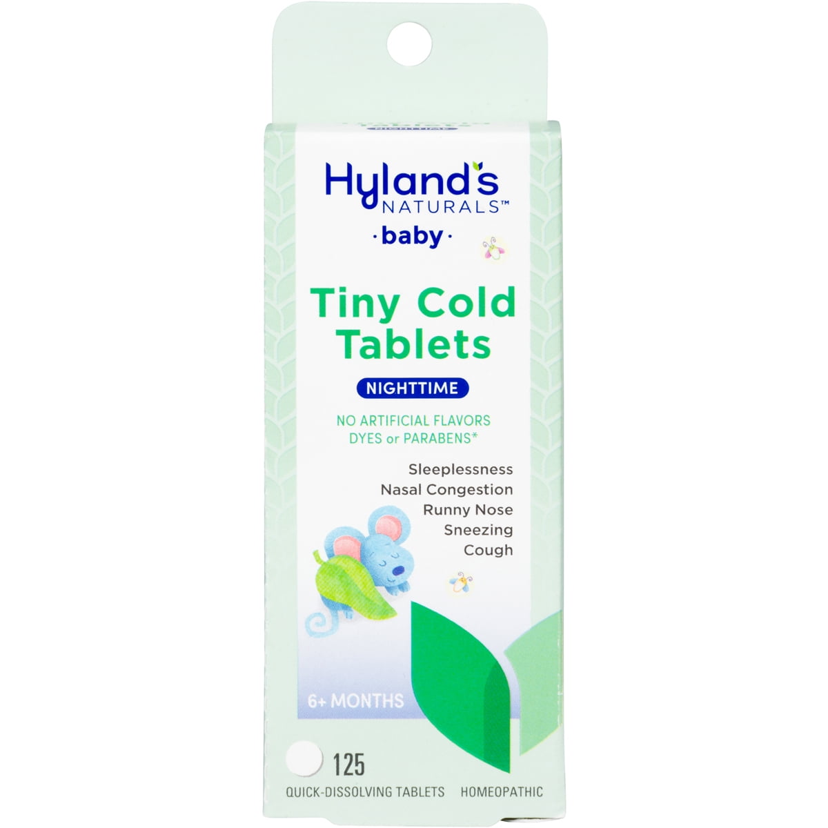 Hyland's Naturals Baby Cold Symptoms Relief Nighttime Tiny Cold Tablets, 125 Quick-Dissolving Tablets
