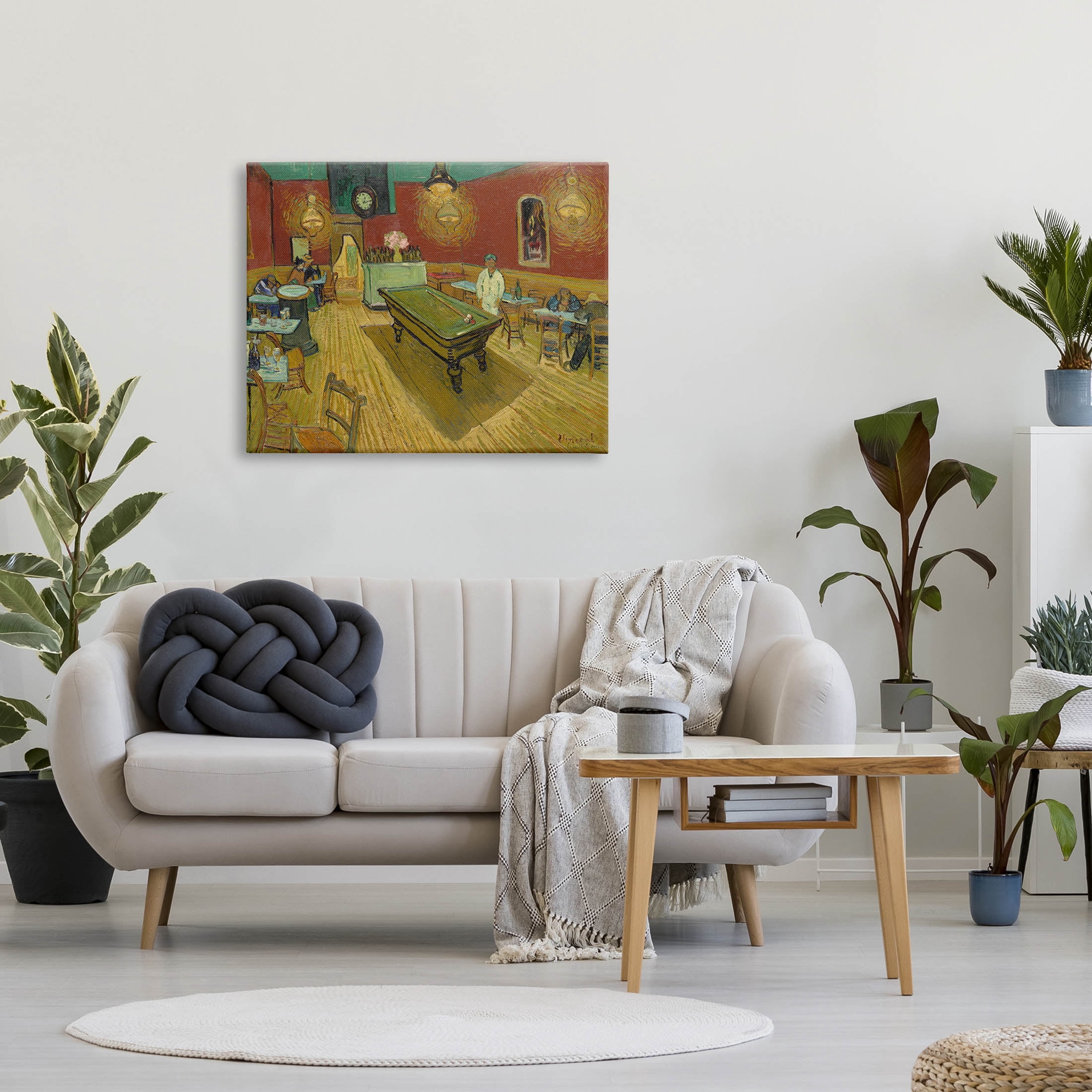 The Night Café Van Gogh Scene Painting Travel & Places Painting Gallery Wrapped Canvas Print Wall Art