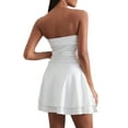 thumbnail image 3 of Gupgi Strapless Tube Dress for Women Bodycon Mini Dress Ruched Ruffle Solid Color Off Shoulder Dresses, 3 of 8