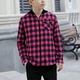 thumbnail image 3 of HAOTAGS Teen Boys Plaid Jacket(4-15), Zip Up Hooded Shirts Long Sleeve Outwear for Spring Fall Hot Pink 14-15Years, 3 of 4
