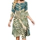 thumbnail image 1 of Vestido elegante con escote cuadrado y estampado de hojas de palmeras tropicales sin costuras, color crema y arena marina, acampanado, a la moda, para mujer, 1 of 6