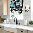 thumbnail image 5 of Teal Blue Black Geometric Balloon Curtains for Bedroom/Front Door/Bathroom, Modern Abstract Art Block Tie Up Curtains 63 Inch Length Light Filtering Kitchen Curtains Shades for Windows 46"x63", 5 of 8