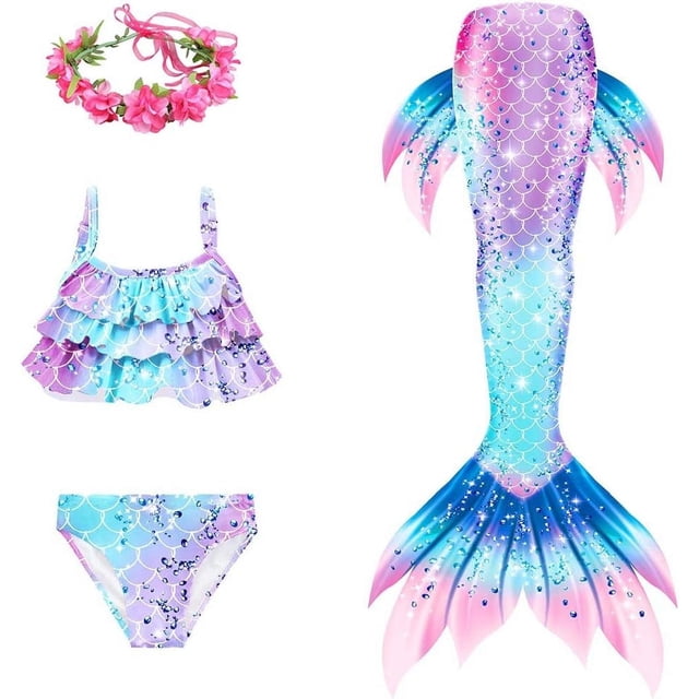 Cola de sirena para nadar para niñas y niños, hermoso disfraz de sirena, traje de baño, traje de baño Cosplay