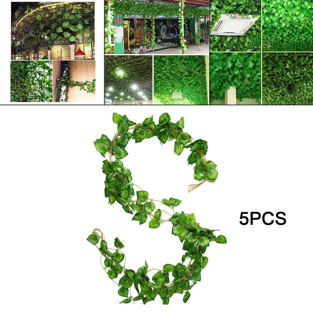 colgante de plantas de hojas de hiedra artificiales, flores de follaje falso, hogar, cocina, jardín, oficina, boda, decoración de pared 5 piezas de sandía Colco colgando vides falsas