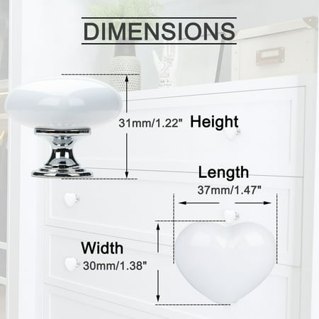 Solid Ceramic Knob Heart Shaped Drawer Pull Handle Cupboard