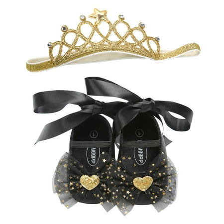 

Relanfenk Baby Sneakers Toddler Girls Prewalker Bowknot Princess Shoes+ Headband Set