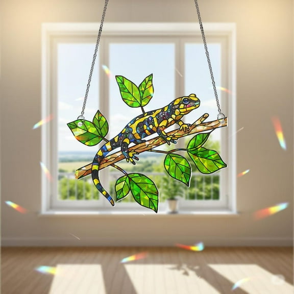 ViciArt Tiger Salamander Suncatcher – 4" Holographic Acrylic Window Hanging, Nature Reptile Decor