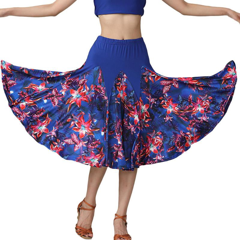 Leopard Ice Silk Print Dance Modern Waltz Tango Fox Trot Expansion Skirts Dress 