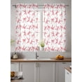 thumbnail image 2 of Pink Bow Ribbon Tier Curtains 45 Inch Length, Sheer Curtains for Bedroom Living Room Window Vintage Modern Art Bowknot Rod Pocket Voile Drapes Kitchen Curtains Small Half Window 27.5"x45" 2 Panels, 2 of 6