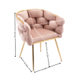 thumbnail image 4 of Tcbosik Velvet Upholstered Vanity Chair, Accent Armchair with Metal Legs for Bedroom, Living Room, Beauty Room, Pink, 4 of 9