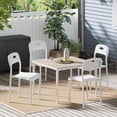 thumbnail image 1 of Outdoor Patio Dining Chairs Set of 4, Stackable Plastic Kitchen Chairs, Steel Legs Support, Waterproof & Stain-Resistant, Easy Assembly, Suitable for Indoor and Outdoor, White, 1 of 7