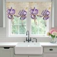 thumbnail image 4 of Purple Iris Tie Up Curtains 45 Inches Long, Kitchen Window Curtains Over Sink, Spring Vintage Flowers Butterfly Leaves Khaki Small Window Curtains Shade Balloon Curtains Valances for Bedroom 34"x45", 4 of 8