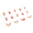 thumbnail image 4 of FCOGIN Long Round, 24 Pieces, Pink, White, Flower, Gradient, Acrylic False Nail, Press on Nail, 4 of 6