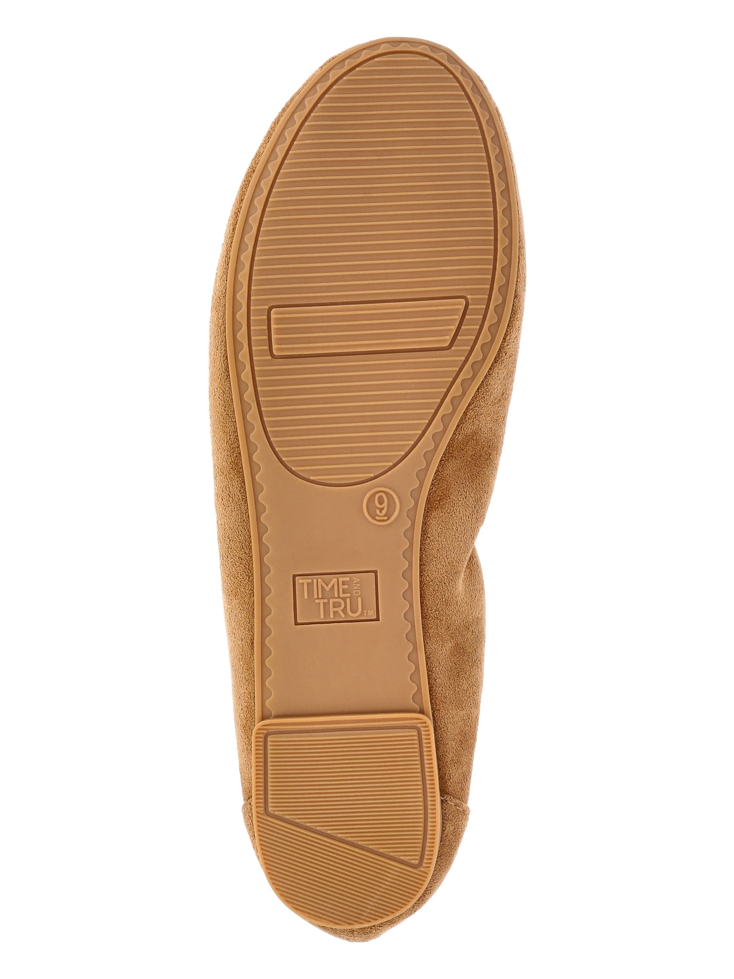 Time and Tru Women's Scrunch Ballet Flats, Wide Width Available
