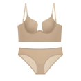 thumbnail image 4 of 75D Sujetador con espalda baja para mujer, sujetador sin espalda con escote profundo en forma de U y tirantes transparentes convertibles, 4 of 5