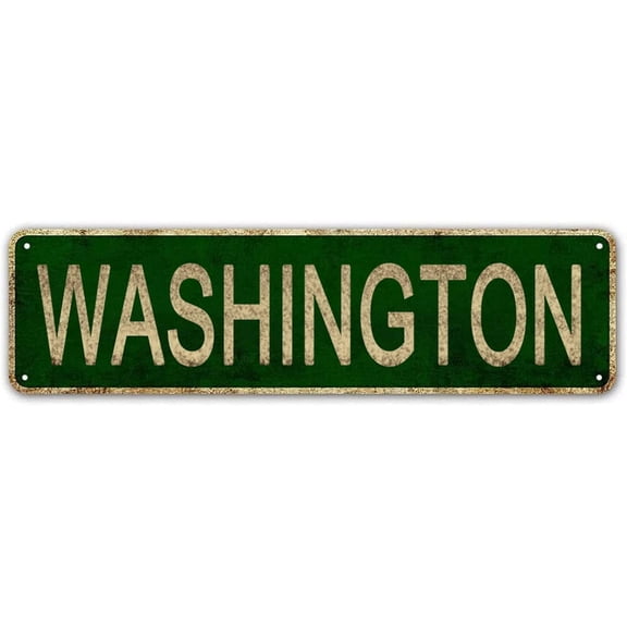Washington Sign, America State Name Vintage Metal Tin Sign, Wall Decor for Office/Home/Classroom 4x16 Inches