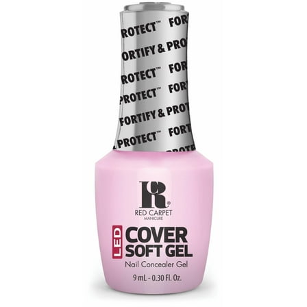 Red Carpet Manicure LED Cover Gel Soft Gel, Infused with Vitamin A & Biotin - Neutral Toned Nail Polish, No Base Coat Required, (Soft Pink)