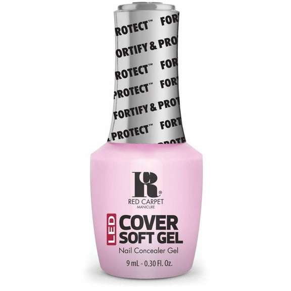 Red Carpet Manicure LED Cover Gel Soft Gel, Infused with Vitamin A & Biotin - Neutral Toned Nail Polish, No Base Coat Required, (Soft Pink)