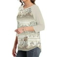 thumbnail image 3 of Henley Shirts for Women Button V Neck Camo Shirt Casual Loose Fit 3/4 Sleeve Blouses Tee, 3 of 4