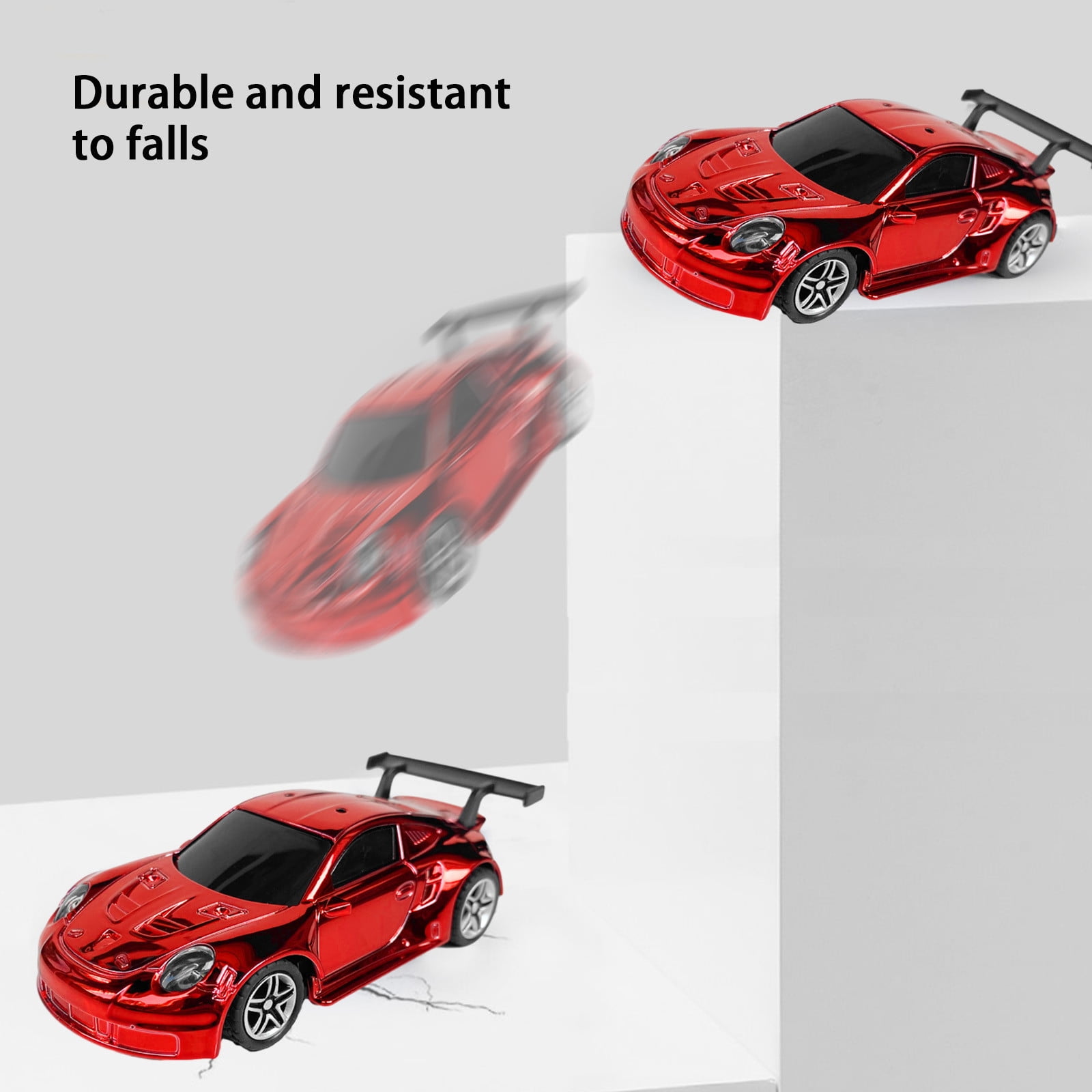 Toy Car RC Tesla Roadster in 1:64 Scale, Remote-Control Vehicle with Controller & USB Cable, Works On & Off Track