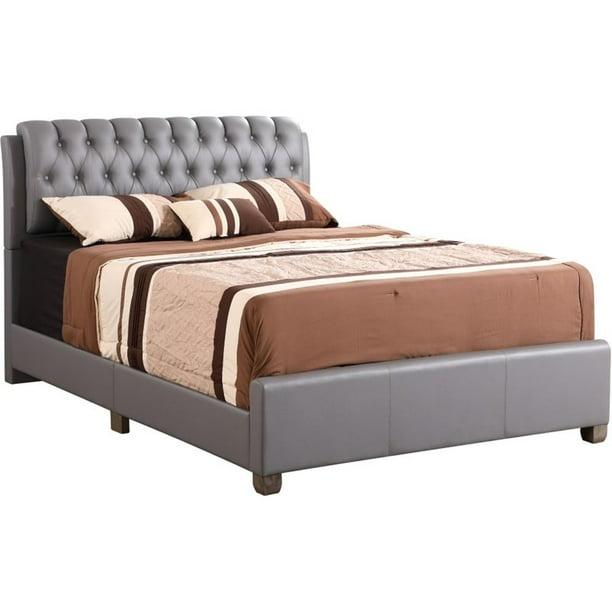 Glory Furniture Marilla Faux Leather Upholstered King Bed In Light Gray Com Glory Furniture Marilla Faux Leather, Leather King Bed