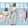 thumbnail image 7 of Lentta Women's Barrel Leg Sweatpant Drawstring Elastic Waisted Wide Leg Pants Casual Cotton Palazzo Trousers with Pockets, 7 of 7