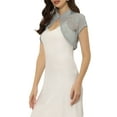 thumbnail image 4 of MODA NOVA Juniors Lace Cardigan Stand Collar Short Elegant Shrug, 4 of 5