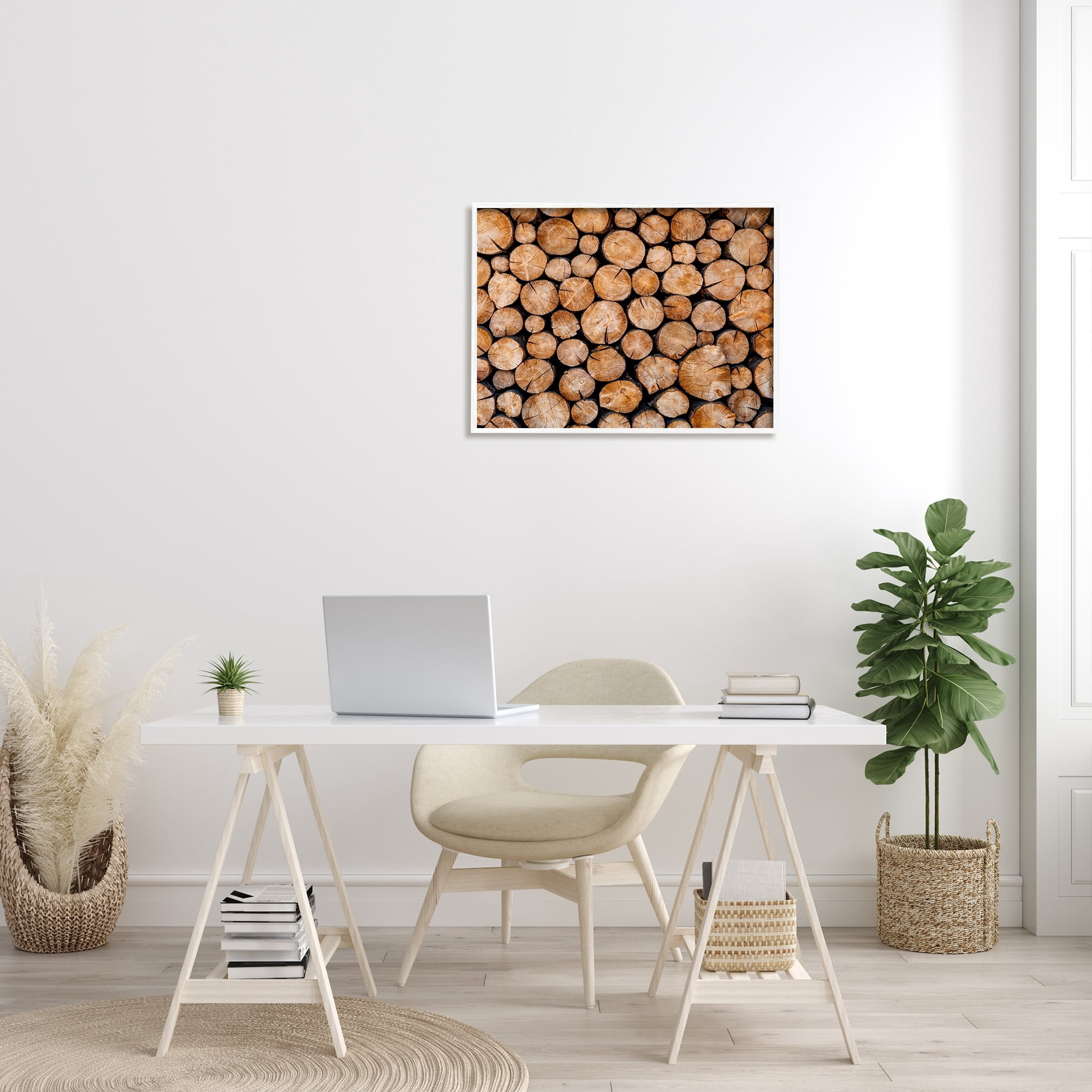 Stupell Industries Tree Logs Lumber Aerial View Modern Photography Photograph White Framed Art Print Wall Art, Design by Jeff Poe Photography