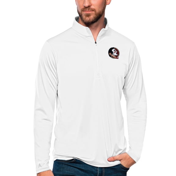 Men's Antigua White Florida State Seminoles Tribute Quarter-Zip Top